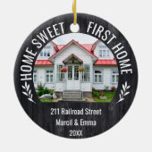 Custom Home Sweet First Home Kerstmis 2023 Keramisch Ornament (Achterkant)