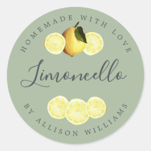 Custom Homemade Limoncello Laurel Green Ronde Sticker