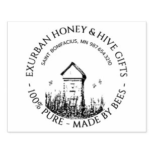Custom Honey Apiary Stamp met Hive en Bijen Rubberstempel