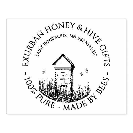 Custom Honey Apiary Stamp met Hive en Bijen Rubberstempel (Afrduk)