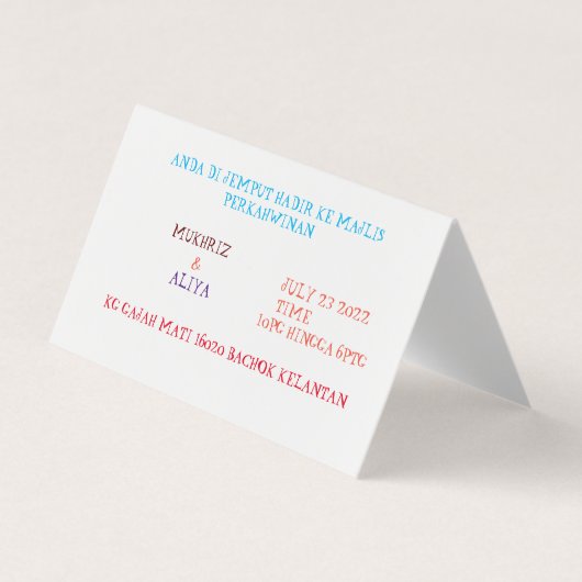 Custom Horizontal Tent Fold Folded Business Card Visitekaartjes (Voorkant)