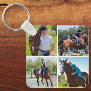 Custom Horse 5 Foto's Collage Equestrian Keepsake Sleutelhanger