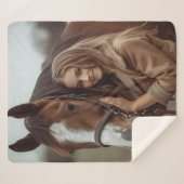 Custom Horse Lover Sherpa Blanket Equestrian Gift Sherpa Deken (Voorkant (horizontaal))