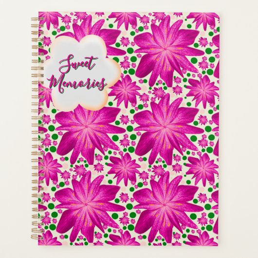 Custom Hot Pink Floral Seamless Pattern  Planner (Voorkant)