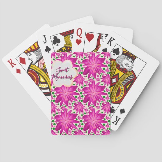 Custom Hot Pink Floral Seamless Pattern  Pokerkaarten (Achterkant)