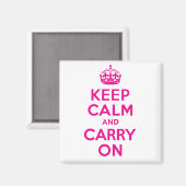 Custom Hot Pink Houd kalm en ga verder Magneet (Voorkant / Achterkant)
