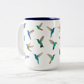 Custom hummingbirds tweekleurige koffiemok (Voorkant links)