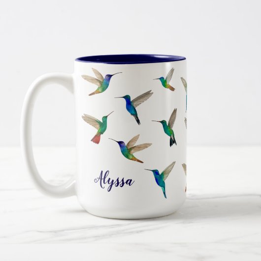 Custom hummingbirds tweekleurige koffiemok (Links)
