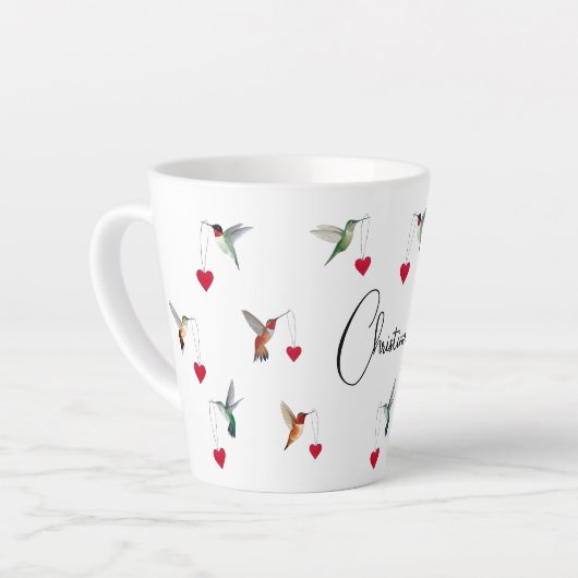 Custom Hummingbirds Valentijnsdag Latte Mok (Linkerhoek)