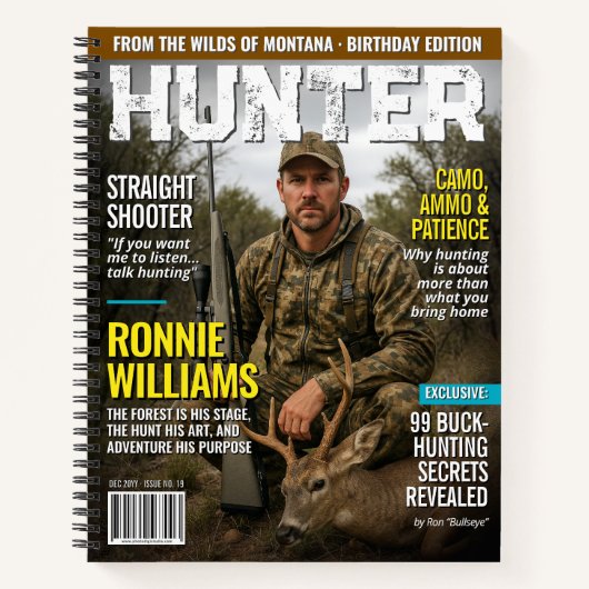 Custom HUNTER Magazine Cover Journal, Hunter Gift Notitieboek (Voorkant)