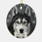 Custom Husky Dog Foto Keramisch Ornament (Links)