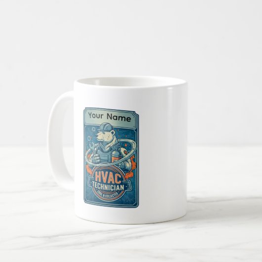 Custom HVAC Technician Cool Polar Bear Mug Koffiemok (Voorkant links)