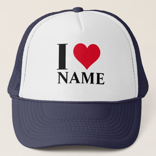 Custom I Heart Naam Trucker Hoed Pet (Voorkant)