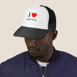 CUSTOM! I Heart Trucker Hoed - Wit en Zwart Pet