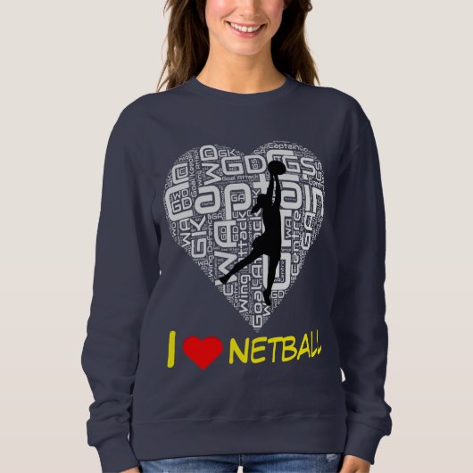 Custom I Love Heart Netball Jumper Trui (Voorkant)