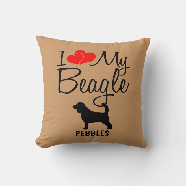 Custom I Love My Beagle Kussen (Voorkant)