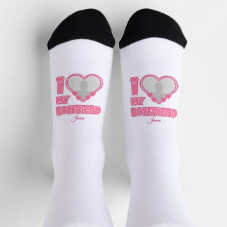 Custom I Love My Boyfriend – Foto en naam toevoege Sokken