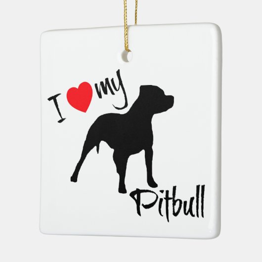 CUSTOM I Love My Pitbull Dog Keramisch Ornament (Links)