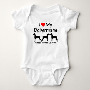 CUSTOM I Love My Three Doberman Pinscher Dogs Romper
