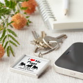 CUSTOM I Love My Three Pug Dogs Sleutelhanger (Zijkant)