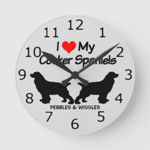 CUSTOM I Love My Two Cocker Spaniel Dogs Ronde Klok