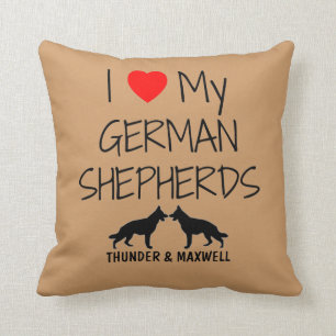 Custom I Love My Two German Shepherds Kussen