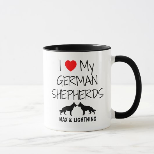Custom I Love My Two German Shepherds Mok (Rechts)