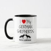 Custom I Love My Two German Shepherds Mok (Links)