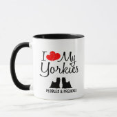 Custom I Love My Two Yorkies Mok (Links)
