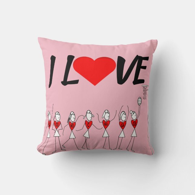 Custom I Love Netball Kussen (Voorkant)