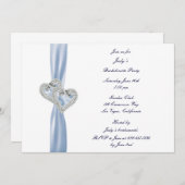 Custom Ice Blue Hearts Bachelorette Party Invite Kaart (Voorkant / Achterkant)