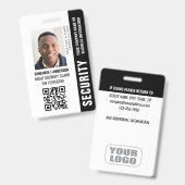 Custom ID Security Guard QR Code Fotonaam Zwart Badge (Voor- en achterkant)