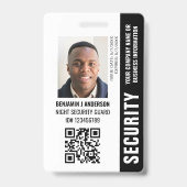 Custom ID Security Guard QR Code Fotonaam Zwart Badge (Voorzijde)