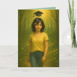 Custom Identity Afstuderen Kaart Vrouw Zwart Haar