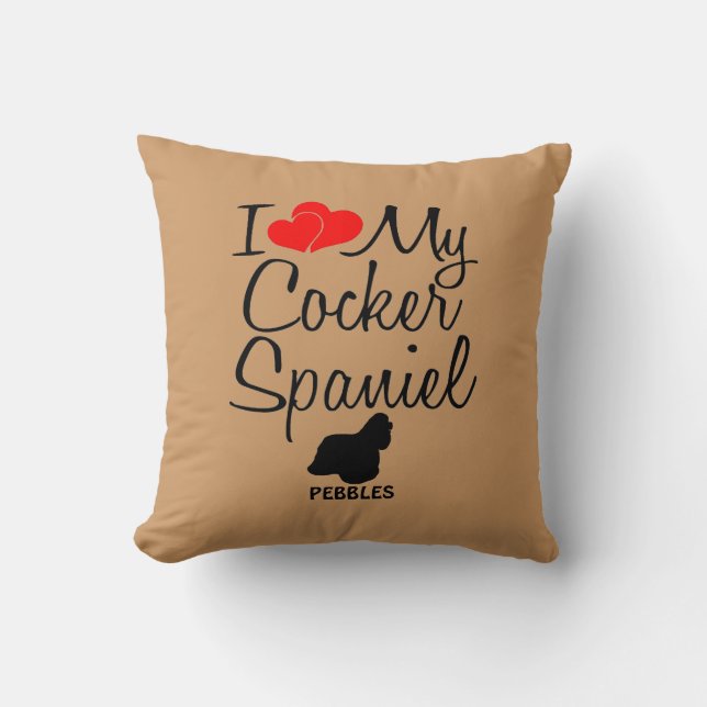 Custom Ik hou van mijn Cocker Spaniel Kussen (Voorkant)