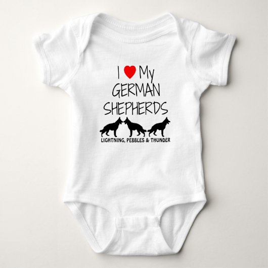 Custom Ik hou van mijn drie Duitse herders Romper (Voorkant)