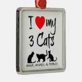 Custom Ik hou van mijn drie katten Metalen Ornament (Rechts)