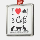 Custom Ik hou van mijn drie katten Metalen Ornament (Links)