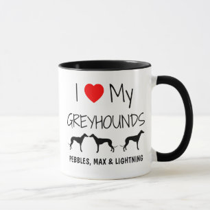 Custom Ik hou van mijn drie windhonden Mok