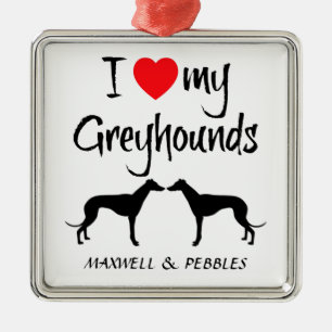 Custom Ik hou van mijn Greyhound honden Metalen Ornament