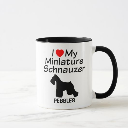 Custom Ik hou van mijn miniatuur Schnauzer hond Mok (Rechts)
