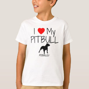 Custom Ik hou van mijn Pitbull T-shirt