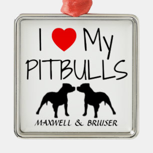 Custom Ik hou van mijn pitbulls Metalen Ornament