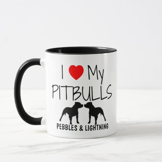 Custom Ik hou van mijn pitbulls Mok (Links)