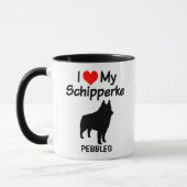 Custom Ik hou van mijn Schipperke hond silhouet Mok (Links)