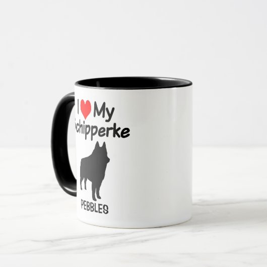 Custom Ik hou van mijn Schipperke hond silhouet Mok (Voorkant links)