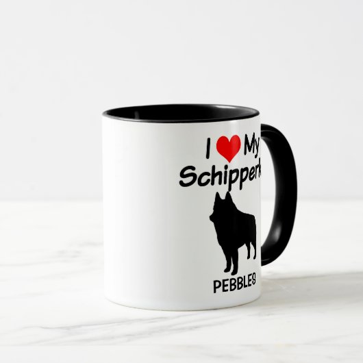 Custom Ik hou van mijn Schipperke hond silhouet Mok (Voorkant rechts)