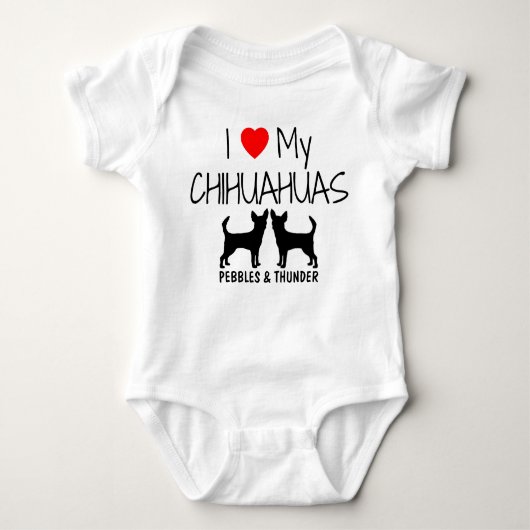 Custom Ik hou van mijn twee Chihuahuas Romper (Voorkant)