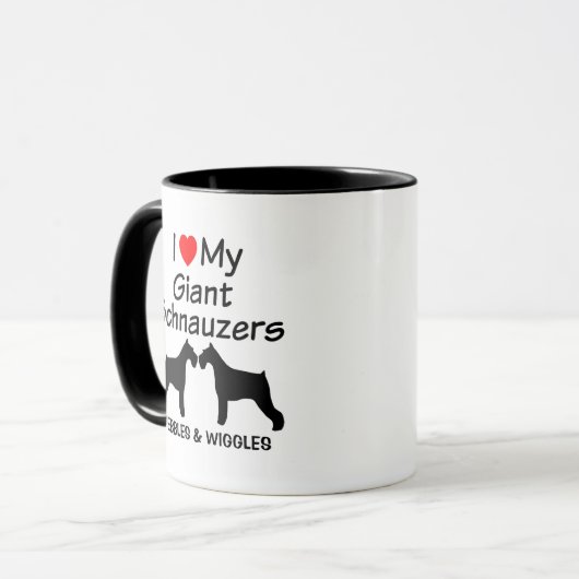 Custom Ik hou van mijn twee gigantische Schnauzer  Mok (Voorkant links)
