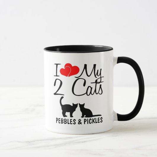 Custom Ik hou van mijn twee katten Mok (Rechts)
